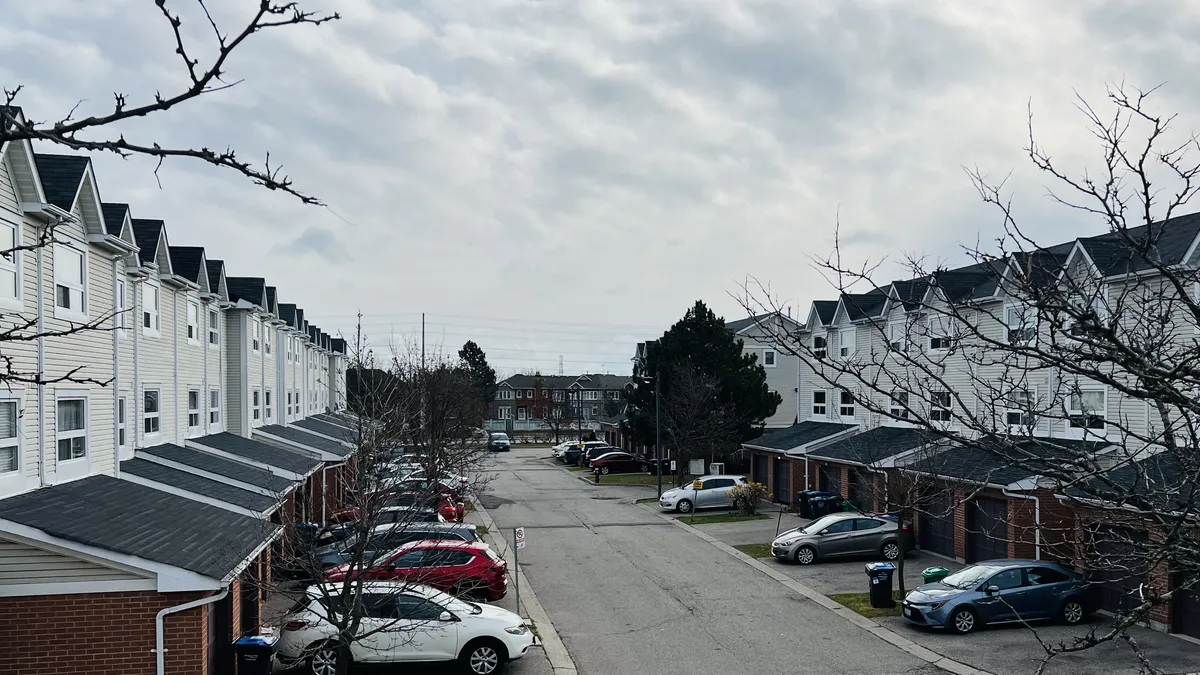 Residential street with new siding